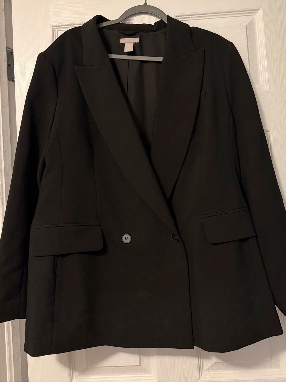 H&M Women's Black Double-Breasted Blazer with Notched Lapels